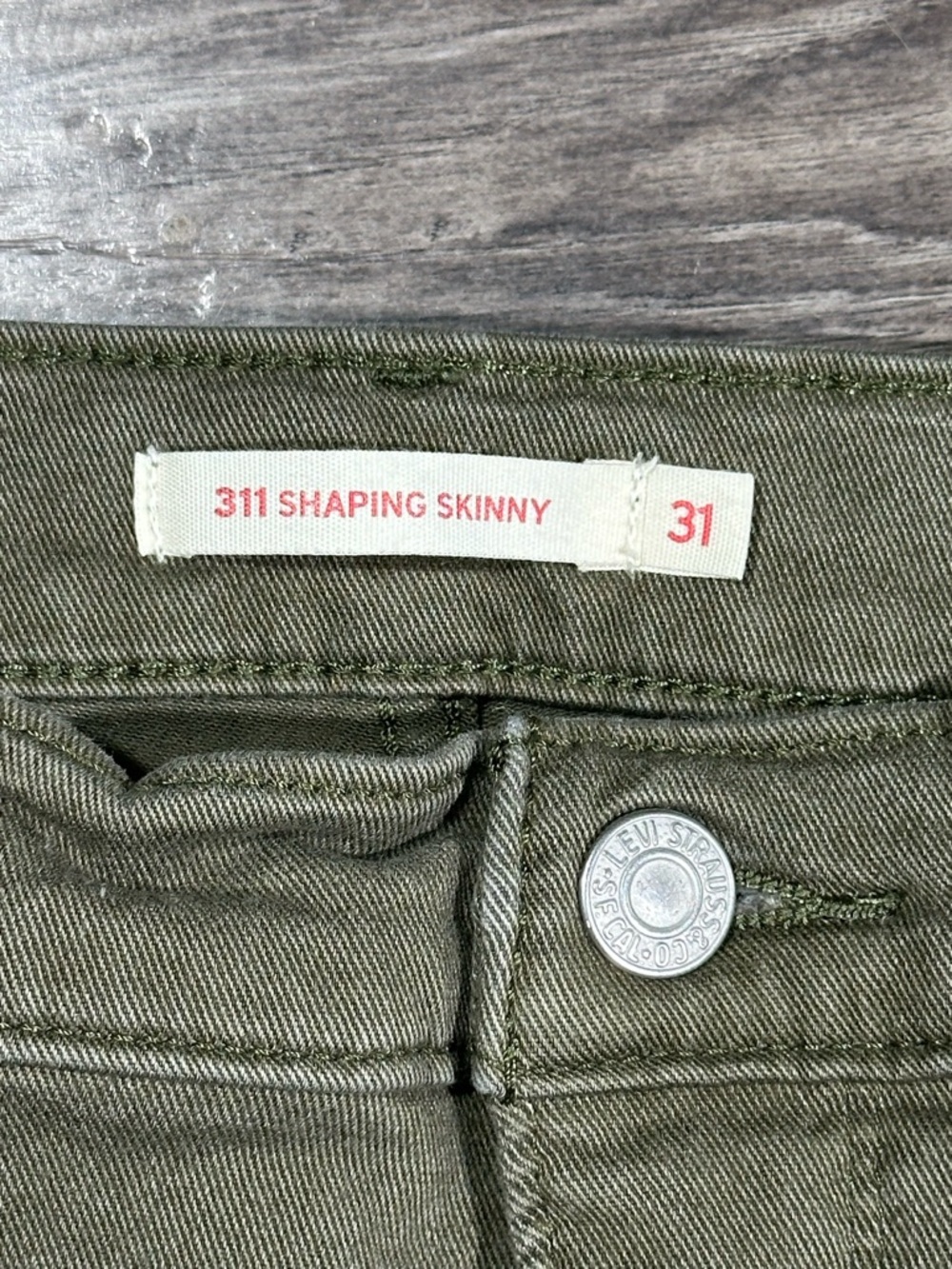 LEVI’S Olive Green 311 SHAPING SKINNY Stretch 5 Pocket Jeans 31 - Picture 5 of 13